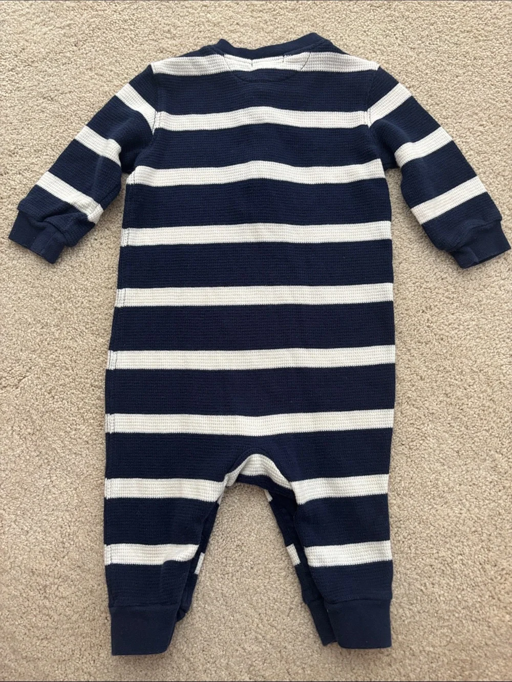 Ralph Lauren Baby Boy One Piece Navy & White Striped Romper Outfit Size 6m